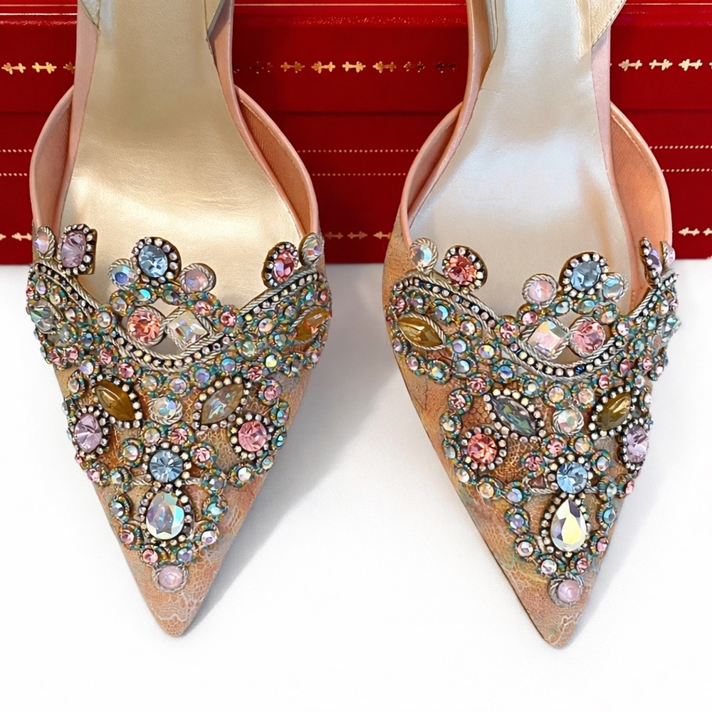 Rene Caovilla • “Veneziana” Rainbow Lace Sling Back Heels - Picture 6 of 17
